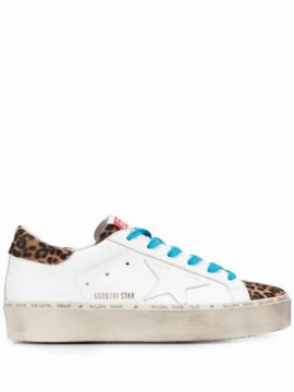 Hi Star Leather & Leopard Platform Sneakers In White/leopard