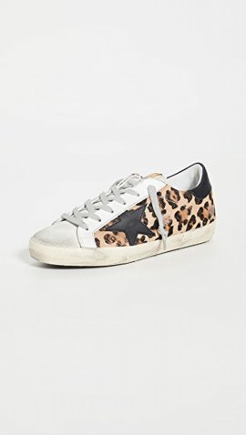 Superstar Distressed Leopard-print Calf Hair, Leather And Suede Sneakers In Brown