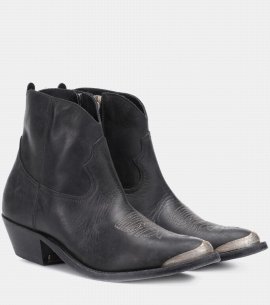 Young Leather Ankle Boots In Black