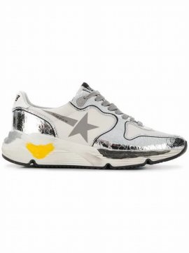 Running Sole Leather-trimmed Sneakers In Metallic