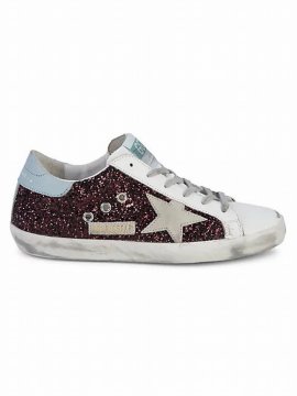 Superstar Glitter Colorblock Leather Runners In White Multi