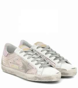 Superstar Croc-effect Sneakers In Gold Laminated Cocco-ice Star