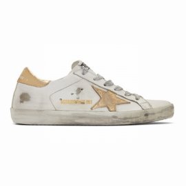 Sneakers Hi Star White Leather-gold Star-logo Lace