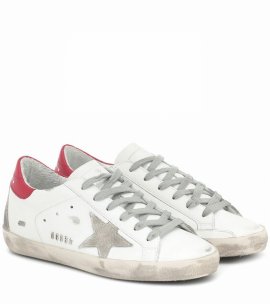 Superstar Leather Sneakers In White/red