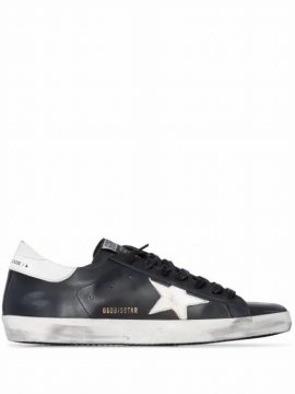Superstar Distressed Leather And Suede Sneakers In Black And White