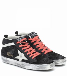 Mid Star Leather Sneakers In Black