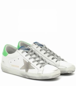 Superstar Neon Leather Sneakers In White/ice/green Fluo