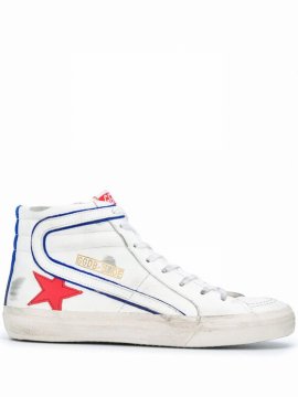Slide Leather High-top Sneakers In White