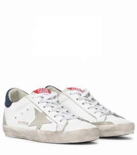 Superstar Leather Sneakers In White/ice/denim Blue