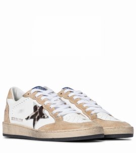 Ball Star Sneakers In Beige Leather In White