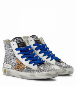 Kids' Superstar Glittered High-top Sneakers In Silver