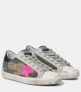 Superstar Leather Sneakers In Green Camouflage/fuxia Fluo/wh