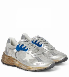 Running Sole Distressed-effect Sneakers In Grau