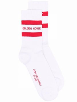 Logo-intarsia Ribbed-knit Ankle Socks In White