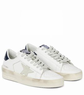 Star Dan Mixed Leather Low-top Sneakers In White