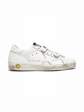 Kids Old School Distressed Leather Sneakers (it29-35) In White & Other
