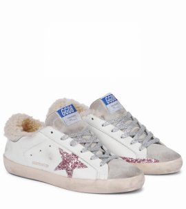 Superstar Shearling-lined Sneakers In White/ice/bubblegum Pink/beige