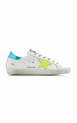 Superstar Distressed Leather Sneakers In White