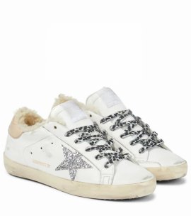 Superstar Shearling-lined Sneakers In White/silver/smoke Grey
