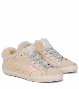 Superstar Shearling-lined Sneakers In Smoke Grey/pink/beige