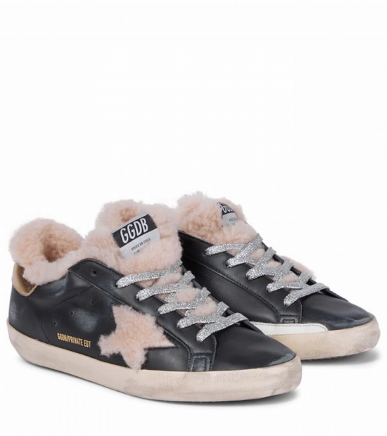 Superstar Shearling-lined Sneakers In Black/pink/gold