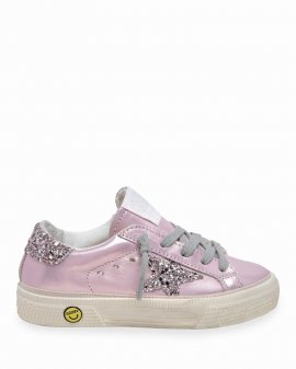 Kids' Girl's May Glitter Laminated Leather Low-top Sneakers, Baby/toddlers In Pink
