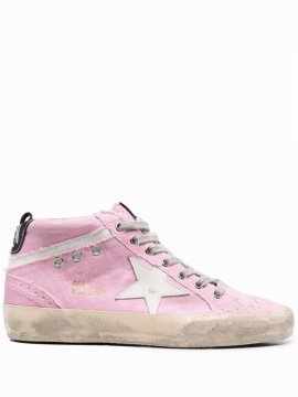 High-top Leather Sneakers In Pink