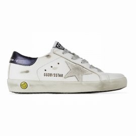 Kids White & Navy Super-star Classic Sneakers