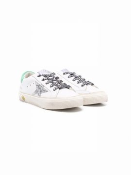 Kids' Star-patch Glittered Sneakers In White