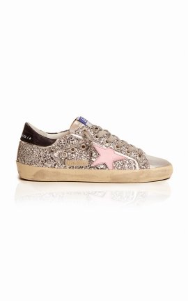 Women's Superstar Glittered Leather Sneakers In Silver