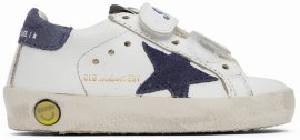 Baby White & Navy Old School Velcro Sneakers