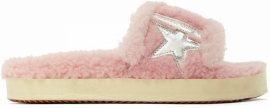 Poolstar Shearling Slide Sandals In Pink