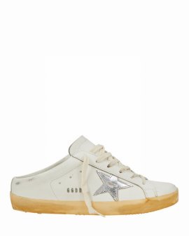 Superstar Sabot Distressed Leather Slip-on Sneakers In White