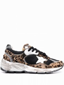 Brown Running Sole Leopard Pattern Sneakers