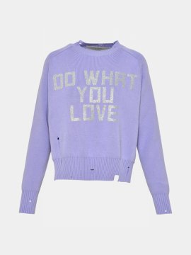Slogan-print Crew Neck Sweatshirt In Purple
