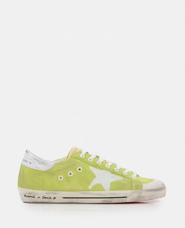 Green Suede Super Star Sneakers In Red