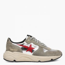 Running Sneakers In Silver Suede And Fabric In Beige