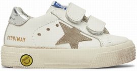 Baby White & Taupe May School Sneakers In 10876 White/taupe/si