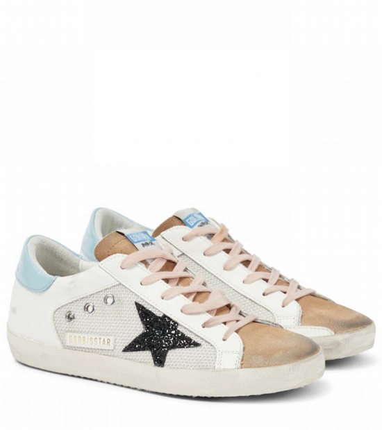 Superstar Leather And Mesh Sneakers In Grey/white/brown