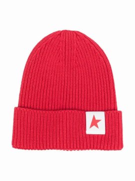 Kids' Knitted Logo-patch Beanie In Red