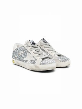 Kids' Superstar Glitter Low-top Sneakers In Silver
