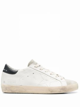 Super-star Distressed Lace-up Trainers In White