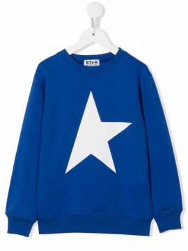 Little Kid's & Kid's Star Crewneck Sweatshirt In Blue White