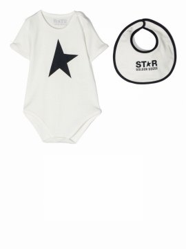 Star Print Babygrow In Bianco