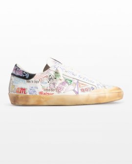 Superstar Graffiti Leather Low-top Sneakers In White/silver