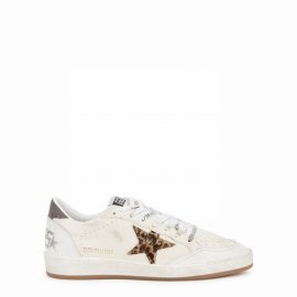 Ball Star White Distressed Panelled Sneakers In White Beige Brown Black Leo Black
