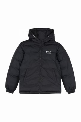 Kids' Hooded Full-zip Down Jacket In Black