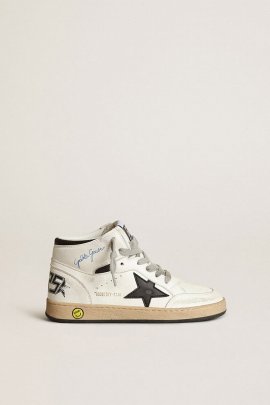 Kids' Sneakers With Application In Bianco-nero