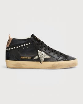 Mid Star Pearly Stud Wing-tip Sneakers In Black