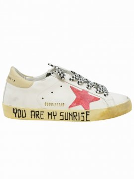 White/pink Star Leather Super Star Sneakers